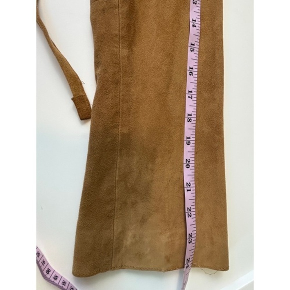NEW Express Genuine Suede  Tie Waist Jacket Camel Tan Size M 90s Y2K Consign - Picture 11 of 14